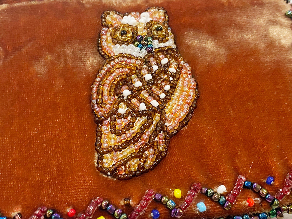 Owl Rectangular Velvet Coin Purse V0701