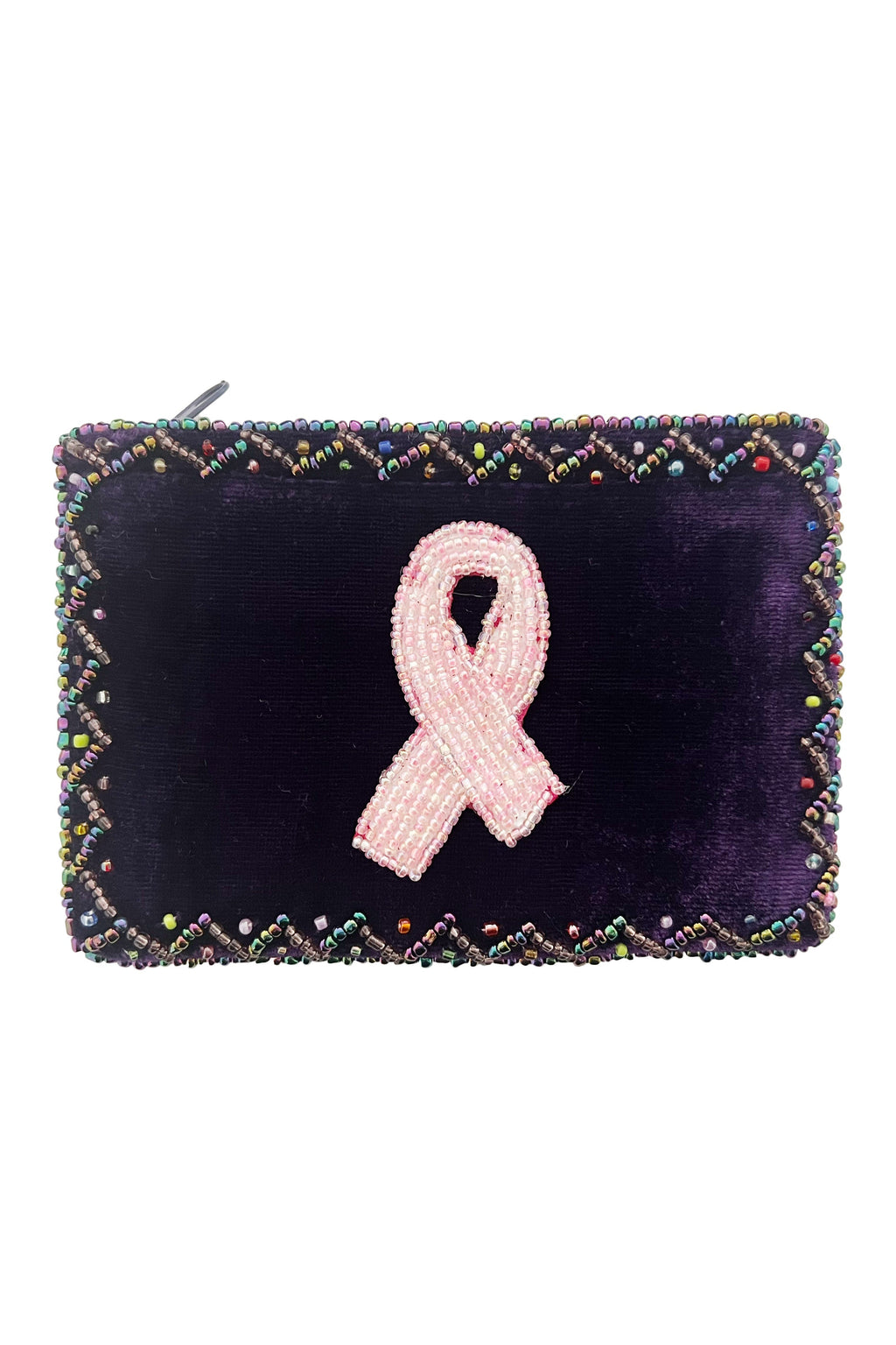 Pink Ribbon Rectangle Velvet Coin Purse V0701
