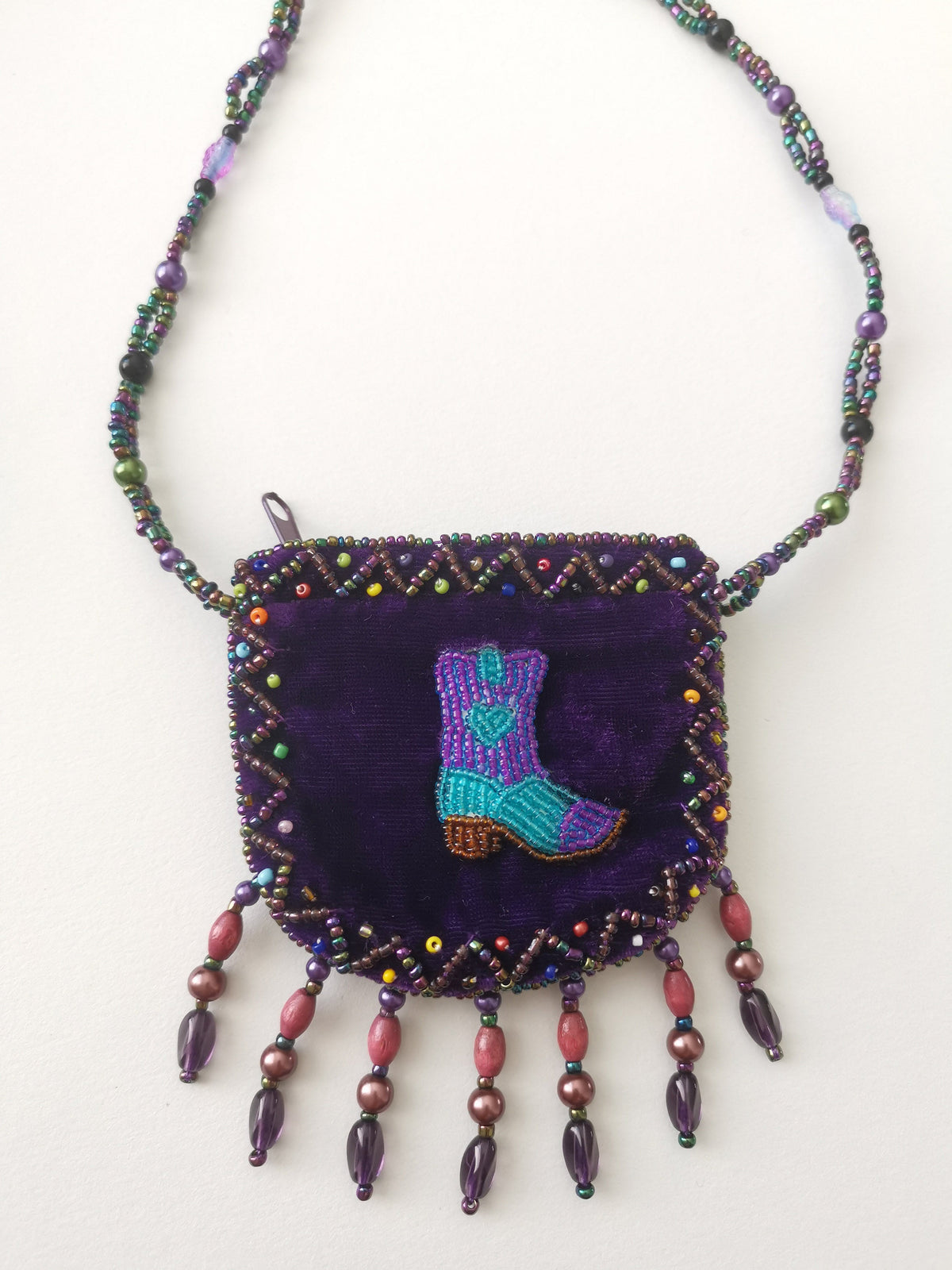 Boot Velvet Mini Necklace Charm Bag V0704 - Boot - view 2
