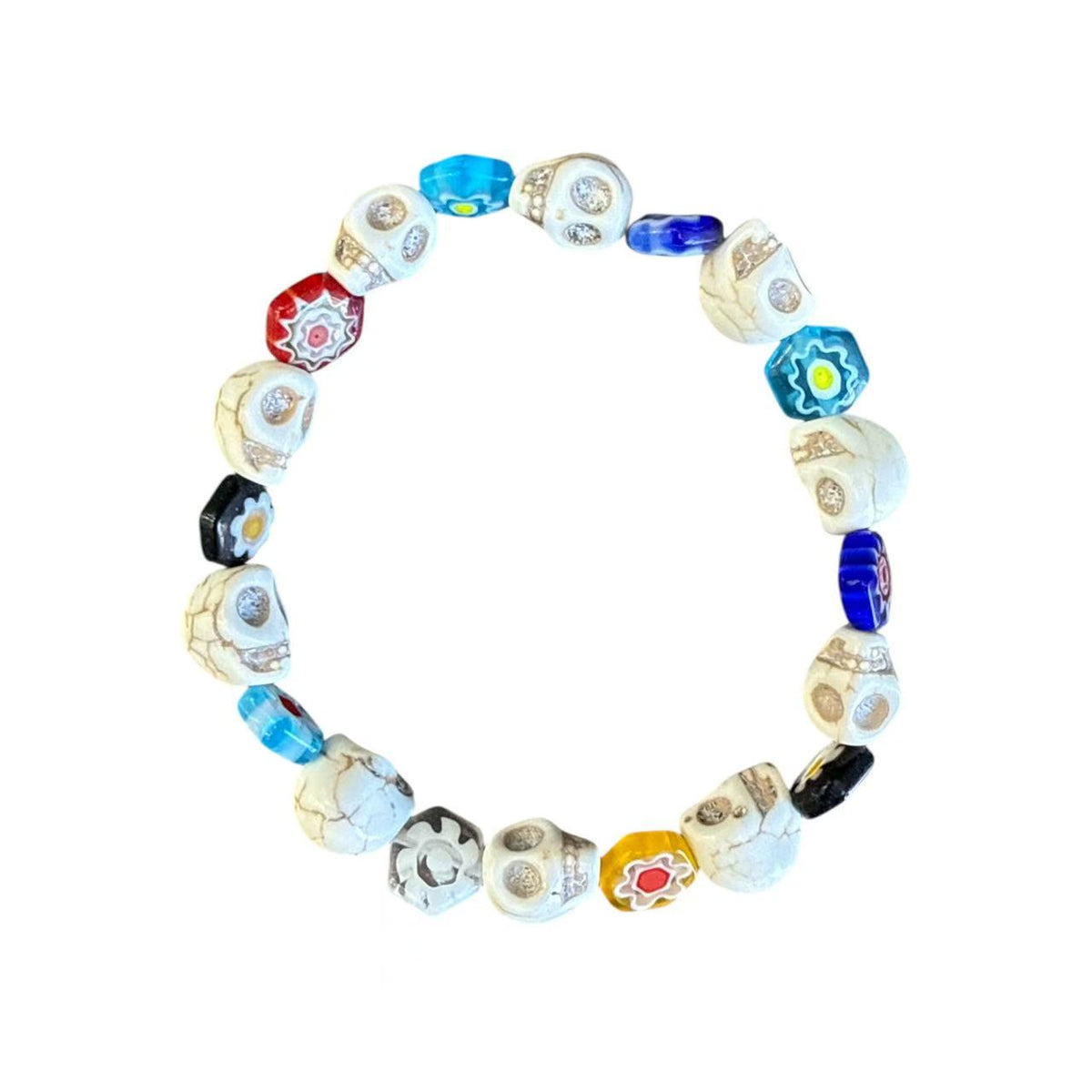 Skull and Flower Beaded Bracelet VPI0027