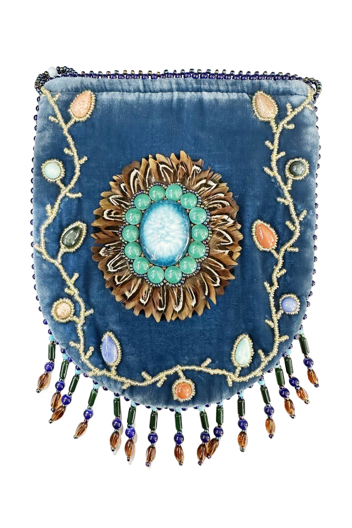 Feather Pattern Velvet Crossbody Bag LUG-FeatherGem - view 8