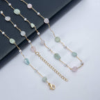Natural Stone Pearl Chain Necklace N4377-78CM-Morganite