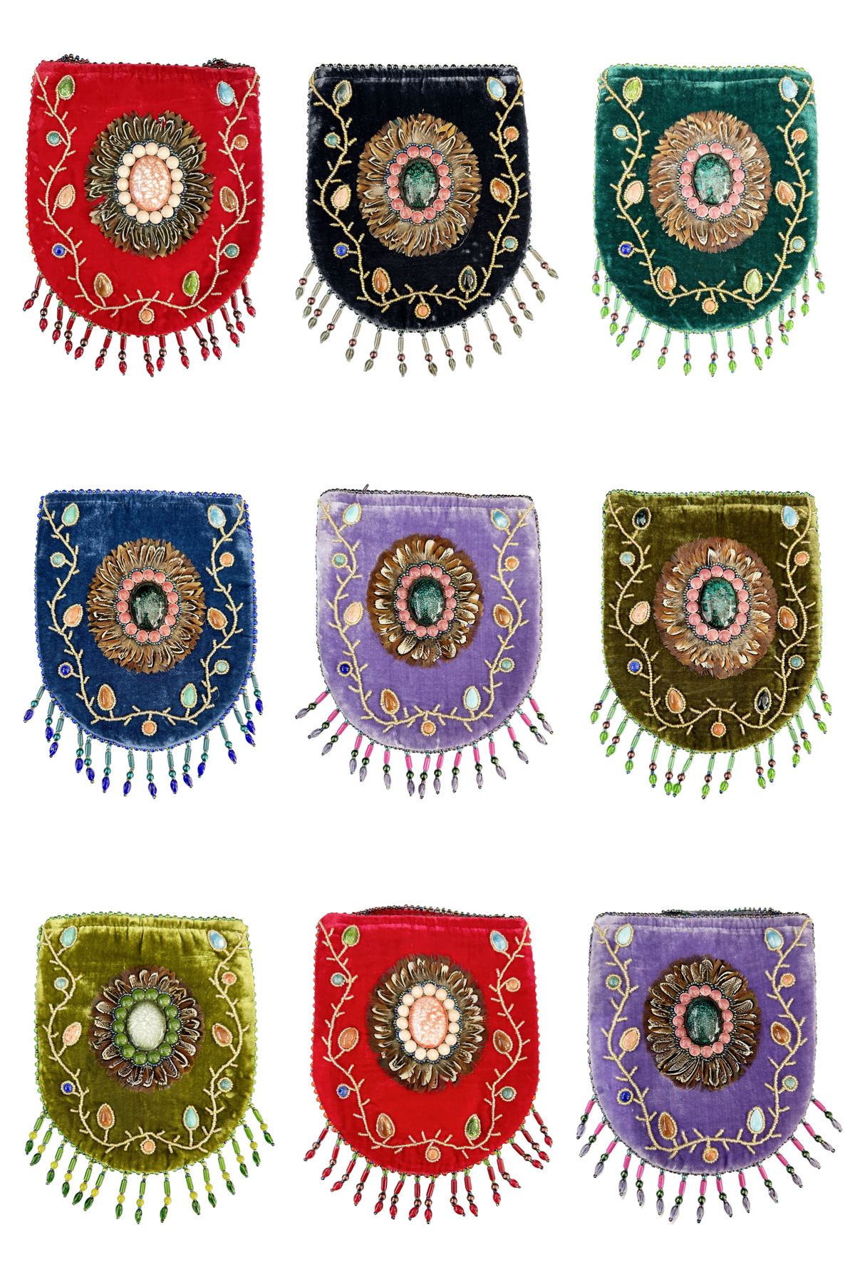 Feather Pattern Velvet Crossbody Bag LUG-FeatherGem - view 5
