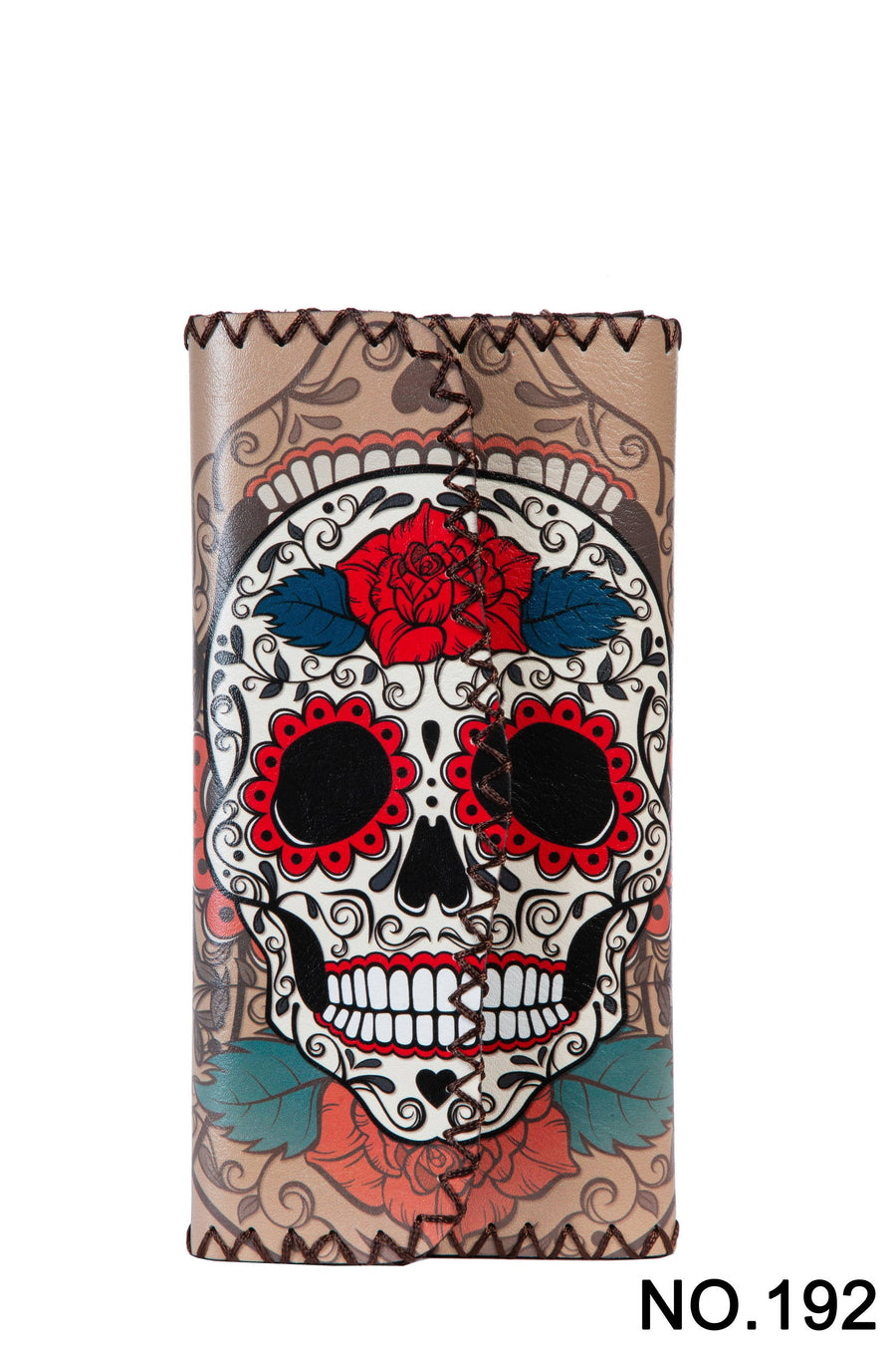 Floral Skull Print Hand-Stitched Wallet HB0582 - No. 192