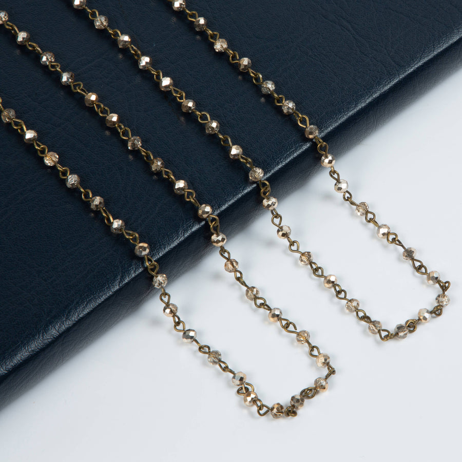 Crystal Beaded Chain Necklace N1163-135-Bronze