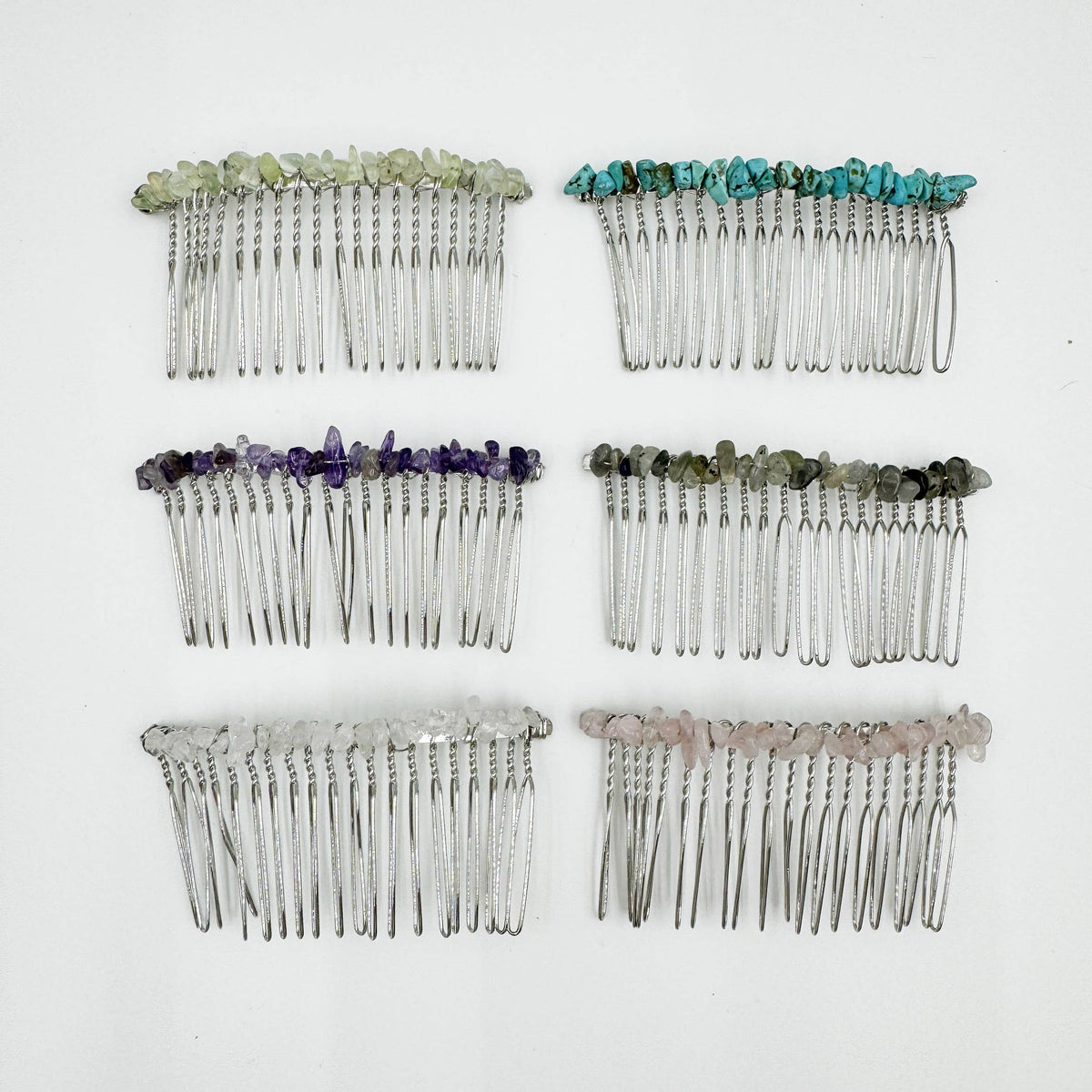 Irregular Natural Stone Hair Comb L4668-Silver - view 8