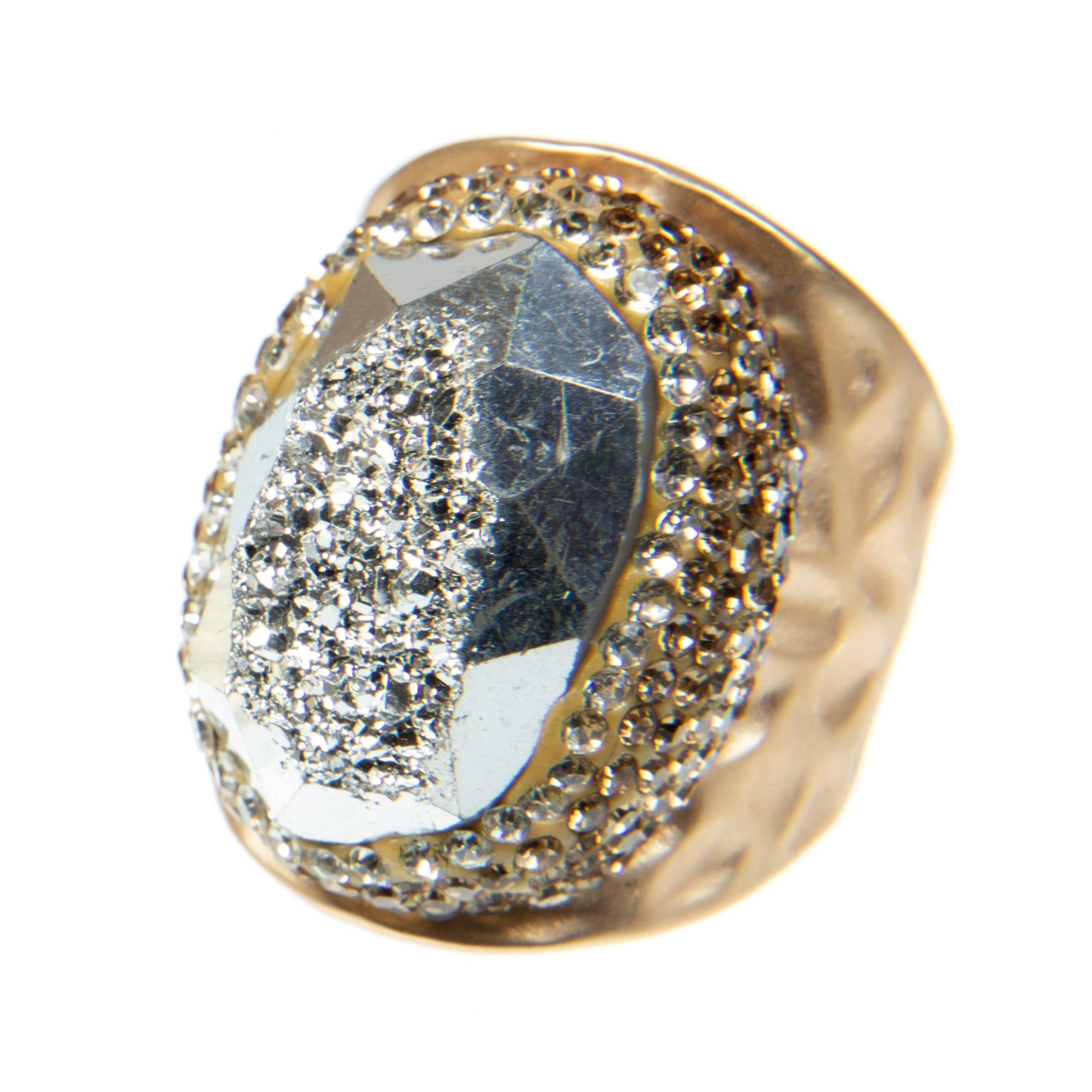 Druzy Rhinestone Pavé Cocktail Ring R2537