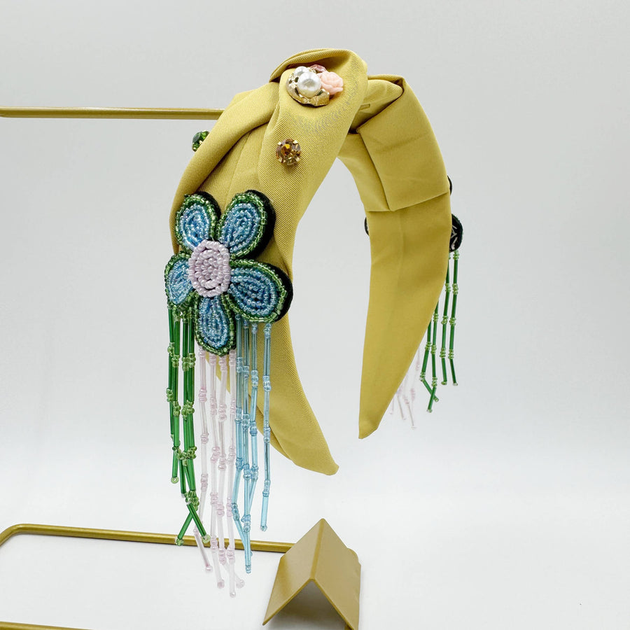 Floral Seed Bead Knotted Headband L4657
