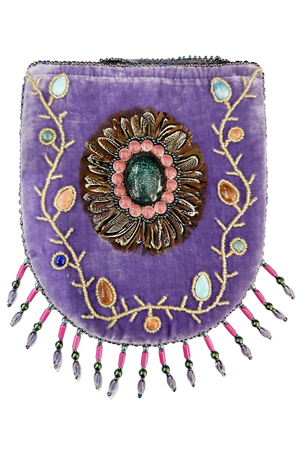 Feather Pattern Velvet Crossbody Bag LUG-FeatherGem
