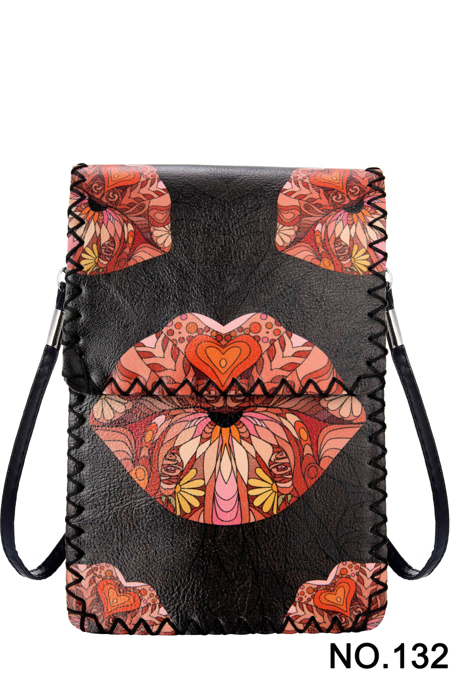Lips Print Crossbody Bag HB0580 - No. 132 BK