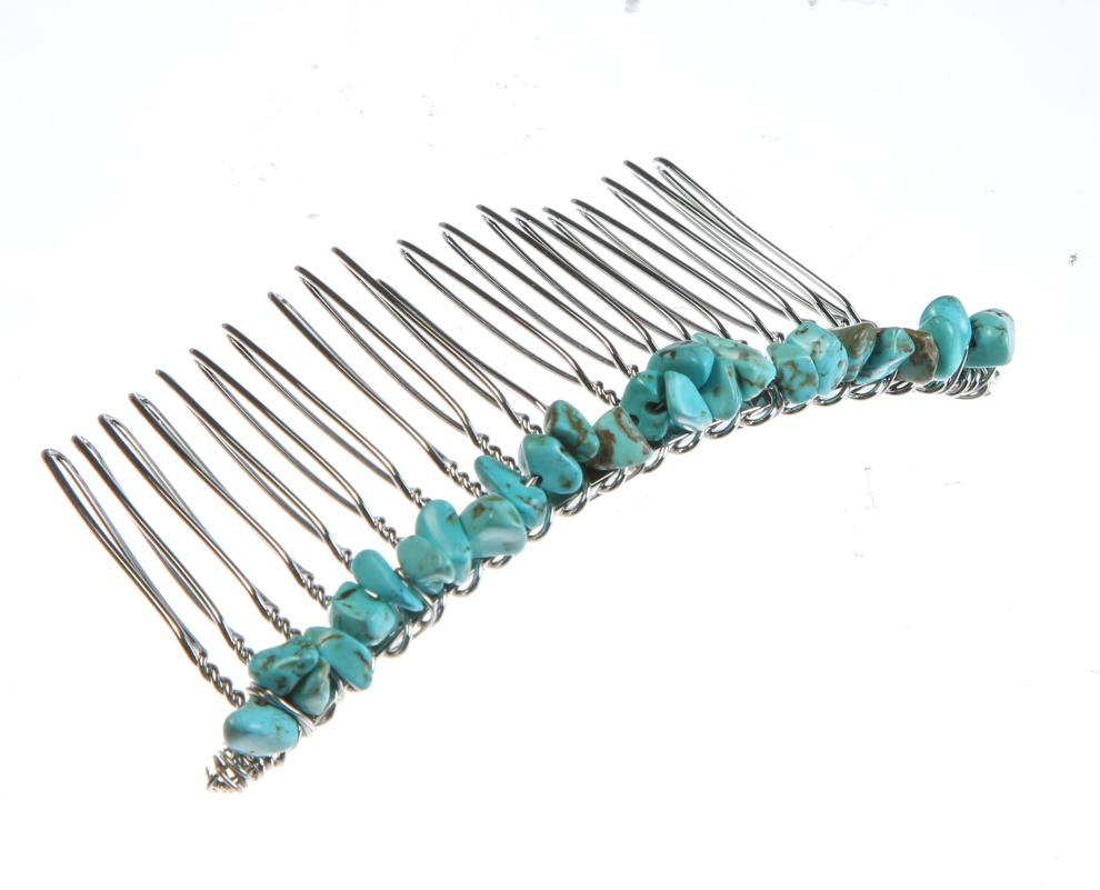 Irregular Natural Stone Hair Comb L4668-Silver - view 2
