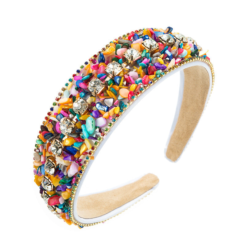 Turquoise Bead Rhinestone Headband L3648