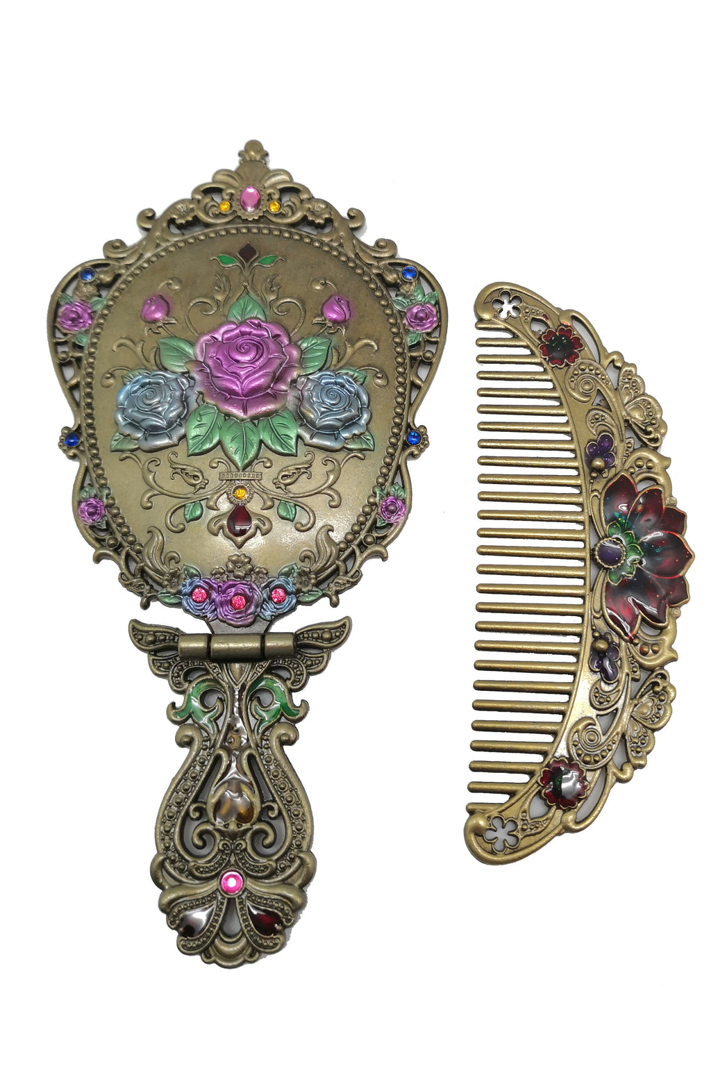 Classical Rose Metal Mirror Set M0406