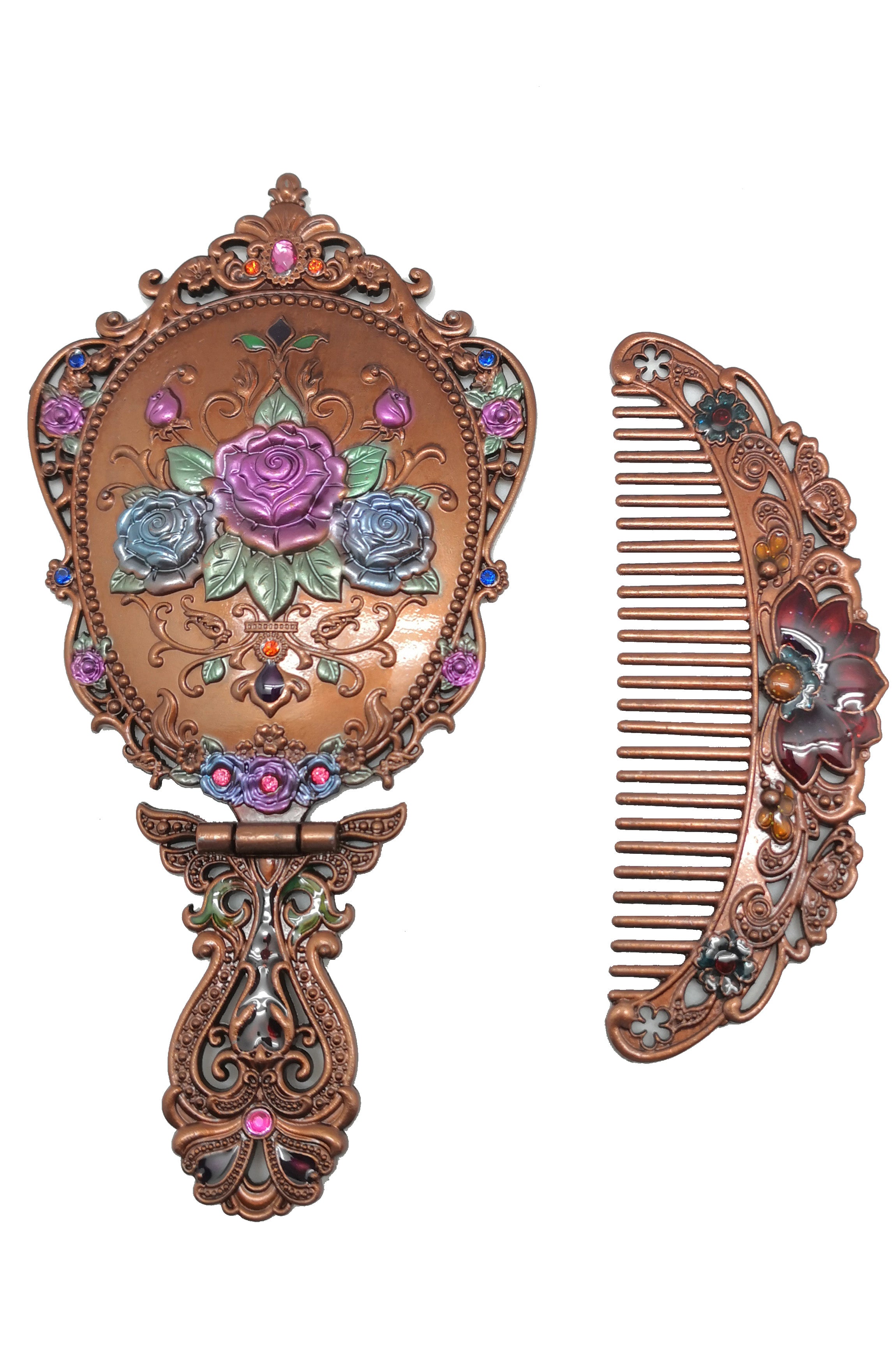 Classical Rose Metal Mirror Set M0406