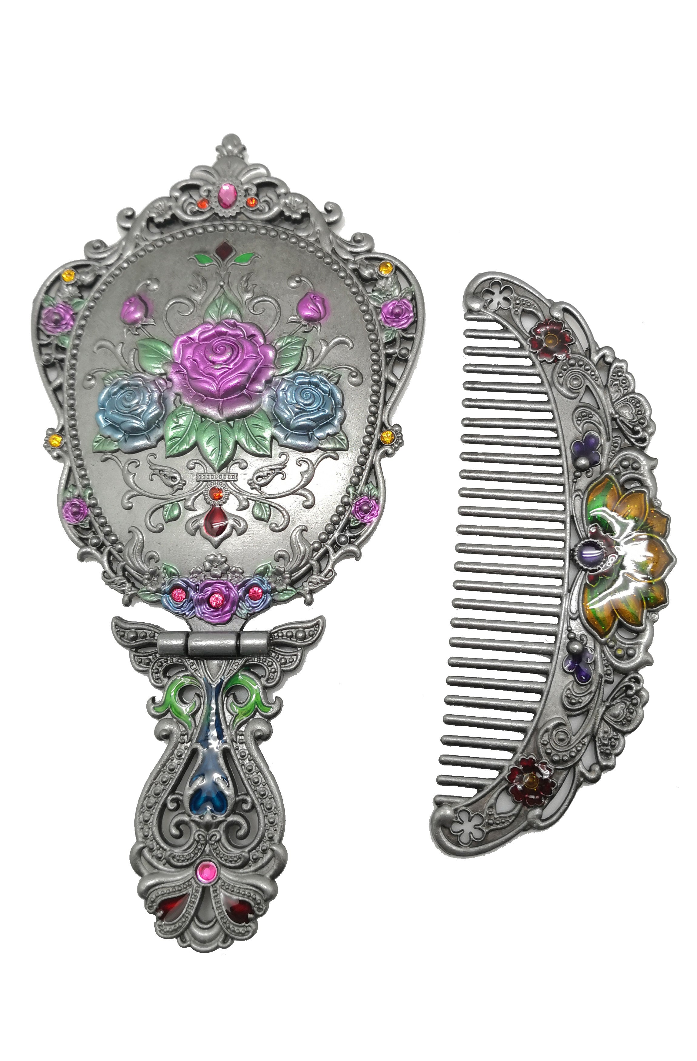 Classical Rose Metal Mirror Set M0406