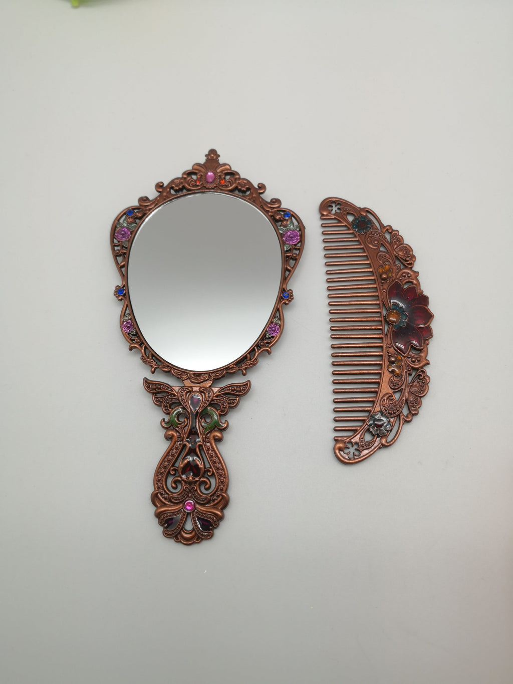 Classical Rose Metal Mirror Set M0406