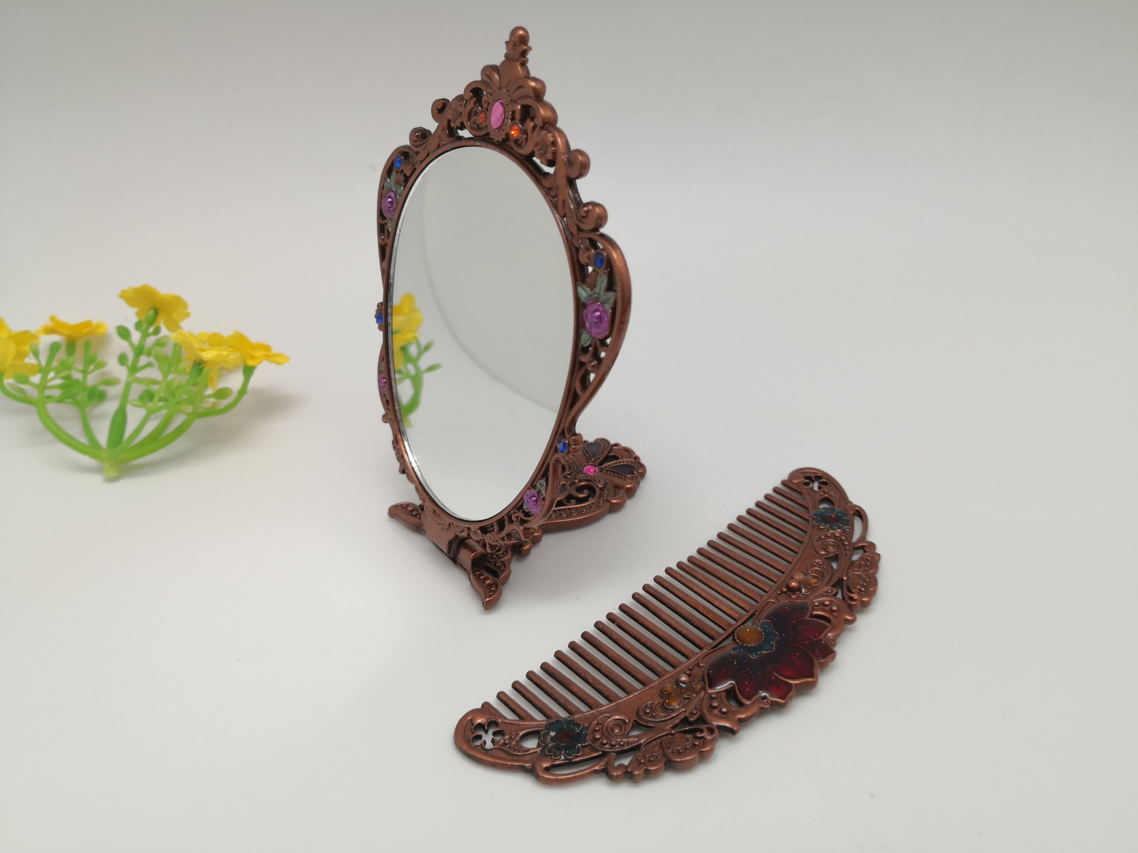 Classical Rose Metal Mirror Set M0406