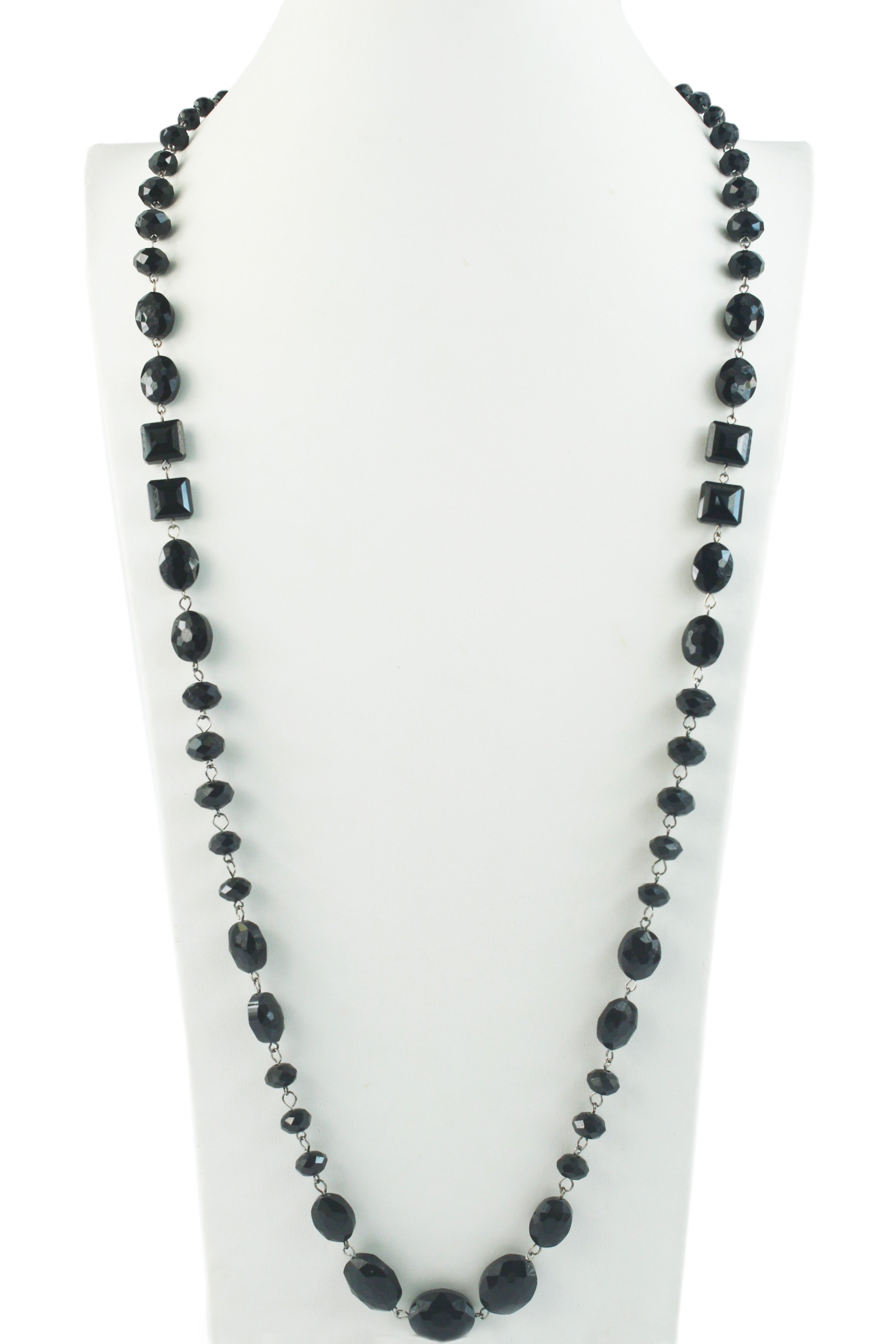 Classic Chandalier Crystal Long Necklace N1130-Black