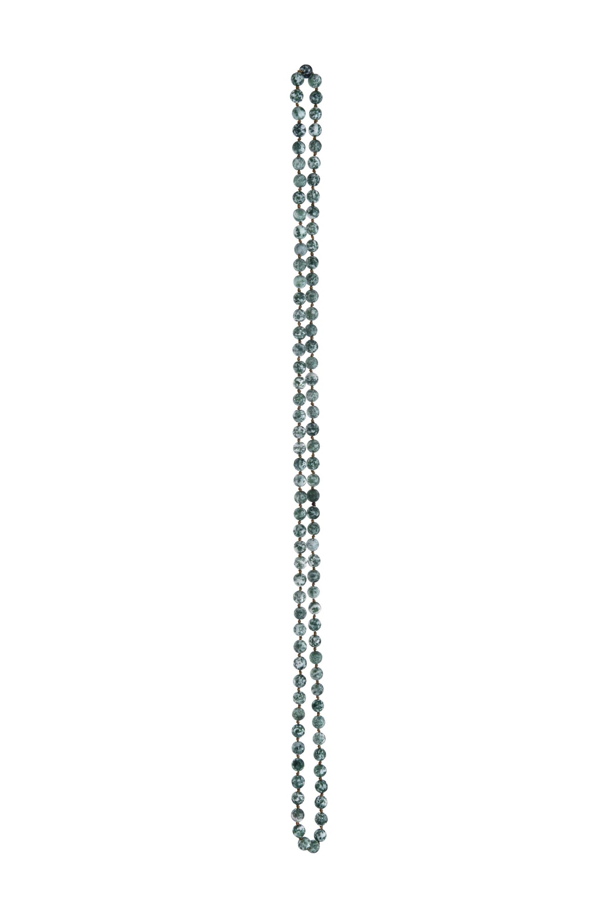 Green Spot Jasper Stone Beaded Necklace N2740 - view 3